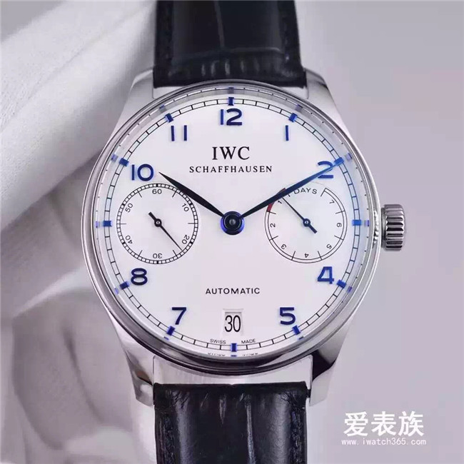 高仿IWC万国葡萄牙系列IW500107腕表,ZF V2 白色表盤 黑色真皮表帶 一比一台灣仿表-万国 IWC
