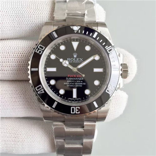 N廠精品手錶,N廠勞力士特别版，限量版，表面印紅色FUCKEM字，背面有SupremeBoxLogo標誌。(N廠V6S版)-勞力士Rolex