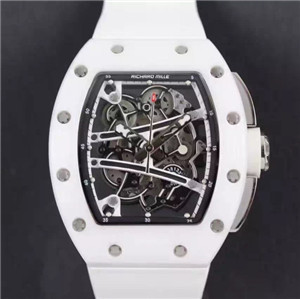高仿RichardMille理查德米勒，RM鏤空超大男士手錶，全白陶瓷機械，膠表帶，透視機械機心!超酷手錶-RM理查德·米勒