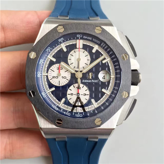 JF廠愛彼Roya Oak Offshore手錶,1:1愛彼皇家橡樹離岸型26401,超A复刻3126自动機心，藍色膠帶，台湾JF廠 頂級做工-愛彼Audemars Piguet