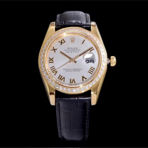 勞力士Rolex完美一比一，勞力士星期日歷型系列羅馬刻度 白色表盤腕表,自動機械，41毫米，男士，18k金，镶钻外圈,精鋼男士手表。-勞力士Rolex