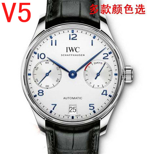 爆款！ZF廠官網 V5S,一比一 IWC 葡七 萬國 葡萄牙七日鏈IW500107/705,白面藍針,七日真動能顯示,原裝機械自動手錶，zf厂顶级品质-万国 IWC