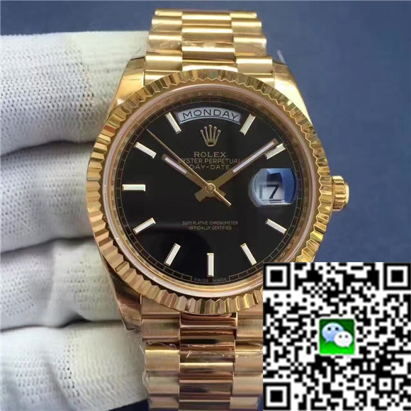 劳力士ROLEX高仿 1:1 18k黃金男表，勞力士星期日歷型系列228238黑色表盘腕表,自動機械，40毫米，男士，18k黃金手表。-勞力士Rolex
