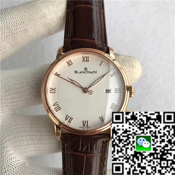 超A寶珀手表，1比1复刻 6651-1127-55B經典款系列 進口原版機芯，18K玫瑰金壳，意大利牛皮表帶，40毫米，背透男士傳統腕表。-寶珀Blancpain