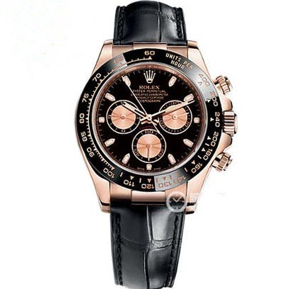 一比一 勞力士迪通拿手錶，香港 rolex Daytona-116515LN V7黑盤腕表,黑色陶瓷圈,18K玫瑰金，超A 瑞士4130機械機心,N厂最高復刻-勞力士Rolex