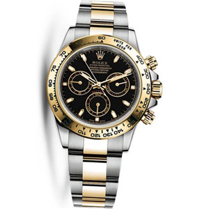 Rolex Daytona迪通拿金錶 高仿勞力士宇宙計型迪通拿系列116503黑盤腕錶，機械機芯，40毫米，18k黃金，蚝式表，黃金外圈連計速刻度-勞力士Rolex
