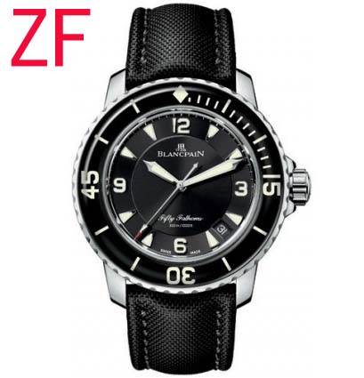 乱真神器！ZF廠最新寶珀五十噚手錶，一比一復刻BLANCPAIN 五十噚5015-1130白金腕錶,蓝宝石玻璃和圈口，蝴蝴扣，最美最強夜光！-寶珀Blancpain