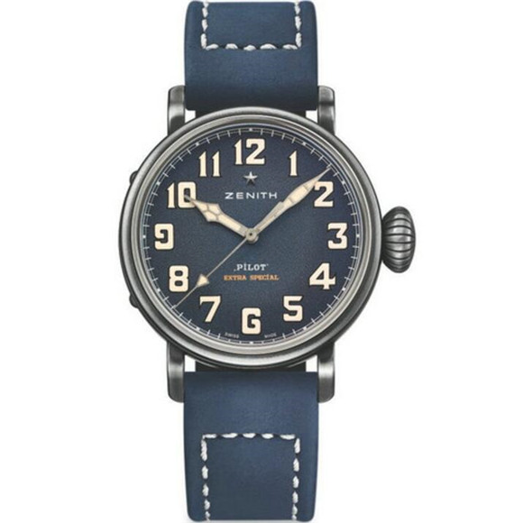 XF廠,一比一真力時復古大飛計時男表，高仿大飛特別款11.1940.679_53.C808腕錶，藍色錶盤、鍋蓋藍寶石鏡面，粒紋錶盤，9015機芯走時准-真力時Zenith