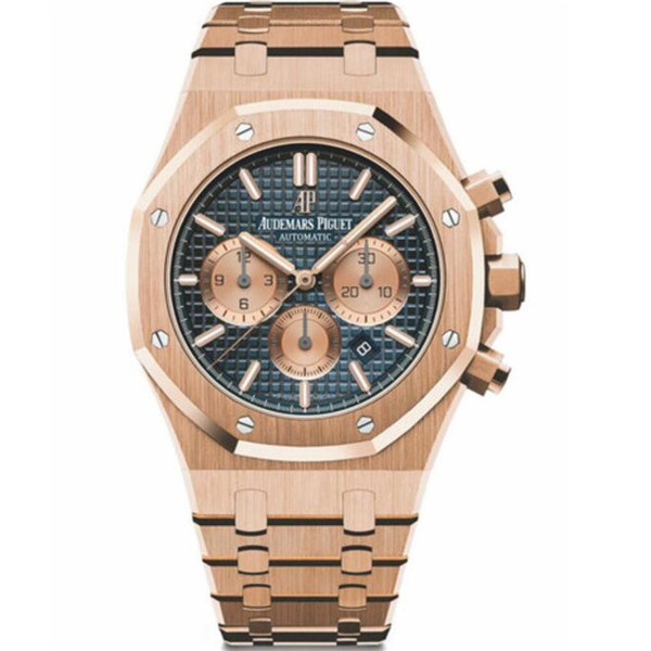 AP新款計時碼錶 1：1愛彼皇家橡樹系列計時碼錶26331OR.OO.1220OR.01，41mm，頂級做工的玫瑰金精鋼錶殼，復刻計時自動機芯，藍色錶盤，高品质-愛彼Audemars Piguet