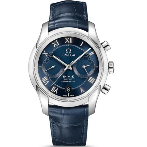 1:1 OMEGA歐米茄碟飛系列431.13.42.51.03.001計時腕錶，原裝1比1開模復刻，精鋼，藍色錶盤，牛皮錶帶，原裝表扣，休閑男士手錶，台灣仿表-欧米茄 OMEGA