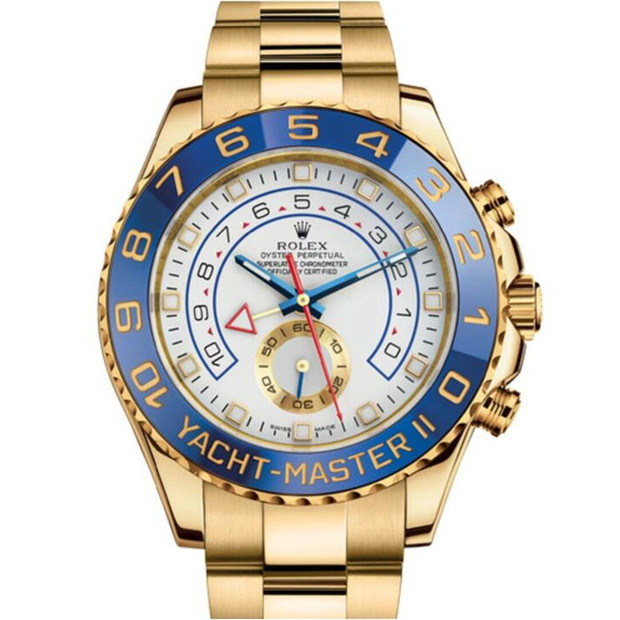 JF廠 1:1 ROLEX勞力士手錶-Rolex Yacht Master II 44黃金鋼藍陶瓷圈白面男表116688,藍色計時針，復刻7750機心，一比一-勞力士Rolex