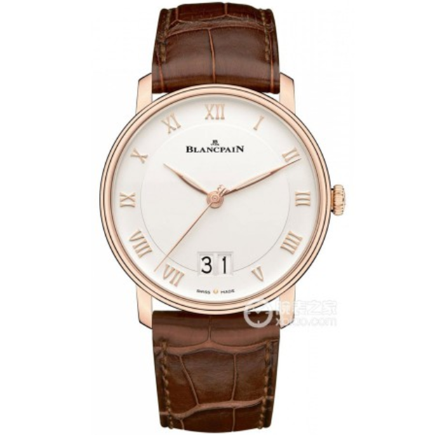一比一寶珀Blancpain機械玫瑰金男表，高仿珀經典系列6669-3642-55B腕錶，白色錶盤，18k玫瑰金-精鋼，牛皮錶帶，復刻原裝表扣，精仿表-寶珀Blancpain