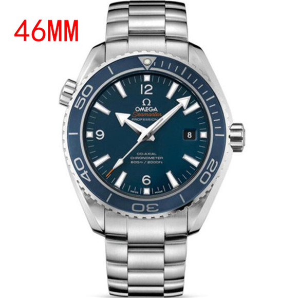 精仿OMEGA歐米茄 SEAMASTER 海馬系列 PLANET OCEAN 海洋宇宙232.90.46腕錶，藍色錶盤，進口精鋼，牛皮錶帶，原裝表扣，OM廠出品-欧米茄 OMEGA