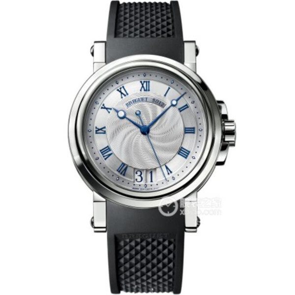 原裝一比一寶璣航海系列5817ST/12/5V8腕錶，白色錶盤，復刻寶璣Cal.517GG機芯，皮帶膠帶兩種錶帶，尺寸39MM適合手腕比較小的男士-寶玑Breguet