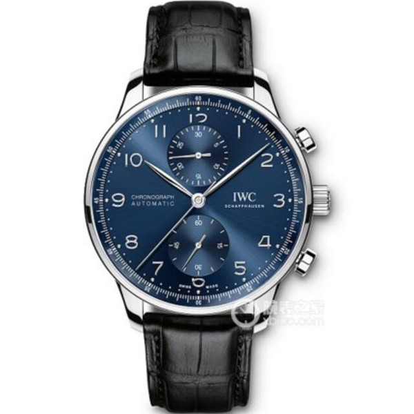 YL廠V7版 最新高仿IWC萬國葡萄牙系列IW371491，葡計藍色表面，拱形藍寶石，改裝79350機械芯，跟正品一樣厚度12.5，超A萬國計時機械腕錶-万国 IWC