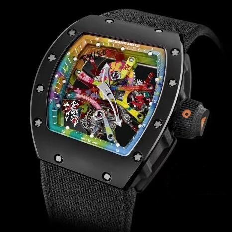 RM彩色塗鴉腕錶，高仿復刻里查德米爾男士系列RM 68-01 KONGO腕錶，彩色錶盤，多色錶帶，配搭進口原裝西鐵城機芯，超A色彩繽紛的手錶-RM理查德·米勒