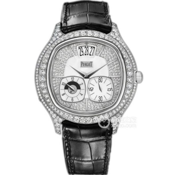 最高品質伯爵PIAGET新品 高仿一比一伯爵BLACK -TIE系列G0A32018腕錶，18K白金錶殼鑲襯圓形美鑽，Emperador枕形，滿天星鑽男表-伯爵 Piaget