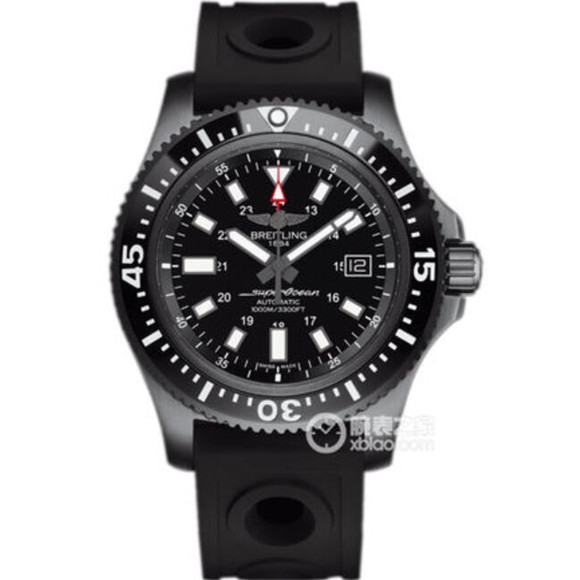 GF廠新品，一比一復刻百年靈超級海洋44mm特別版腕錶M1739313男表，搭載2824自動上弦計時機芯，黑鋼打造的精鋼錶殼，經特殊耐磨處理，與原裝一樣-百年靈Breilting