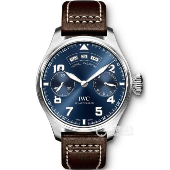 一比一IWC萬國小王子機械腕錶，萬國特別版7天動能 Big Pilot 年曆表，46mm大藍色錶盤，日，月，星期，動能顯示功能跟正品一樣，亂真款-万国 IWC