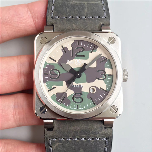 1：1 BR新品 超高仿柏萊士BR 03-92 BLACK CAMO腕錶，精鋼錶殼，迷彩色錶盤面，自動機械機芯，夜光指針，超A方形個性男機械錶，台灣高仿表-柏萊士 Bell & Ross