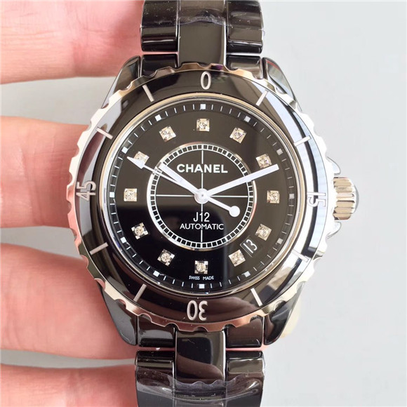 高端品質香奈兒Chanel全黑色陶瓷表，超A一比一香奈兒J12系列H1626腕錶，進口韓國陶瓷，时尚美丽气质女表，复刻瑞士机械机心，真假难分，难得好货-香奈兒Chanel