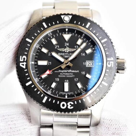 一比一百年靈潛水機械男表 高仿百年靈超級海洋系列Y1739316腕錶,精鋼錶殼，1：1正品復刻2824機械機芯，超A仿表，超級海洋44mm特別版腕錶-百年靈Breilting