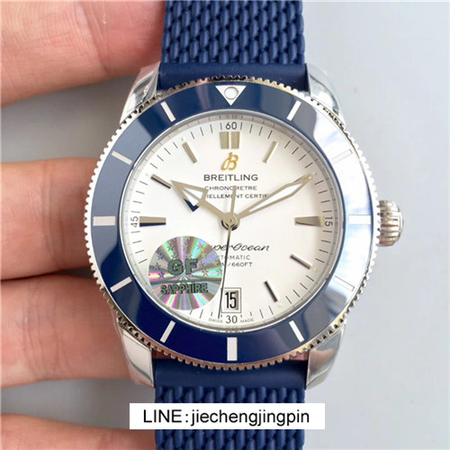 超a高仿百年靈手錶，1比1百年靈家族的「水鬼」－超級海洋文化二代42mm腕錶，精鋼錶殼，陶瓷單向旋轉表圈，密底防水性好，橡膠錶帶，GF新品-百年靈Breilting