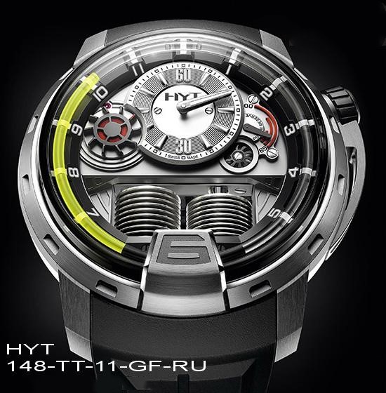 一比一N厂復刻HYT液壓機械自動手錶148-TT-11-GF-RU，黑色复杂表面镂空，复刻真品外觀結構，黑色膠帶，个性运动时尚手錶-更多世界名牌
