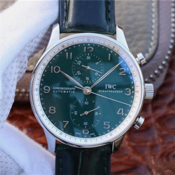 高仿IWC萬國背透男表，萬國表葡萄牙系列綠錶盤腕錶,精鋼表殼，時分秒針高度與正品一致，緊貼錶盤，CNC雕刻工藝，超A 1：1 YL廠最高版-万国 IWC