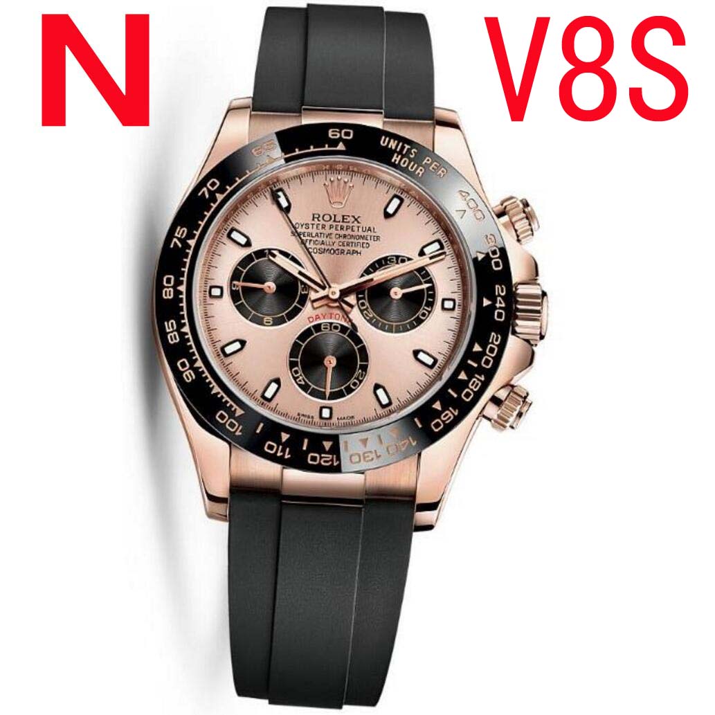 N廠V8S勞力士迪通拿116515LN玫瑰金手表，頂級1比1復刻，玫瑰金表面，真功能4130自動機心，橡胶带，仿真度9成，最真高仿Daytona