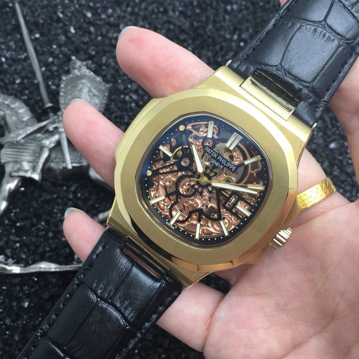 百达翡丽Patek Philippe腕表纹理镂空机械机芯人造真牛皮表带